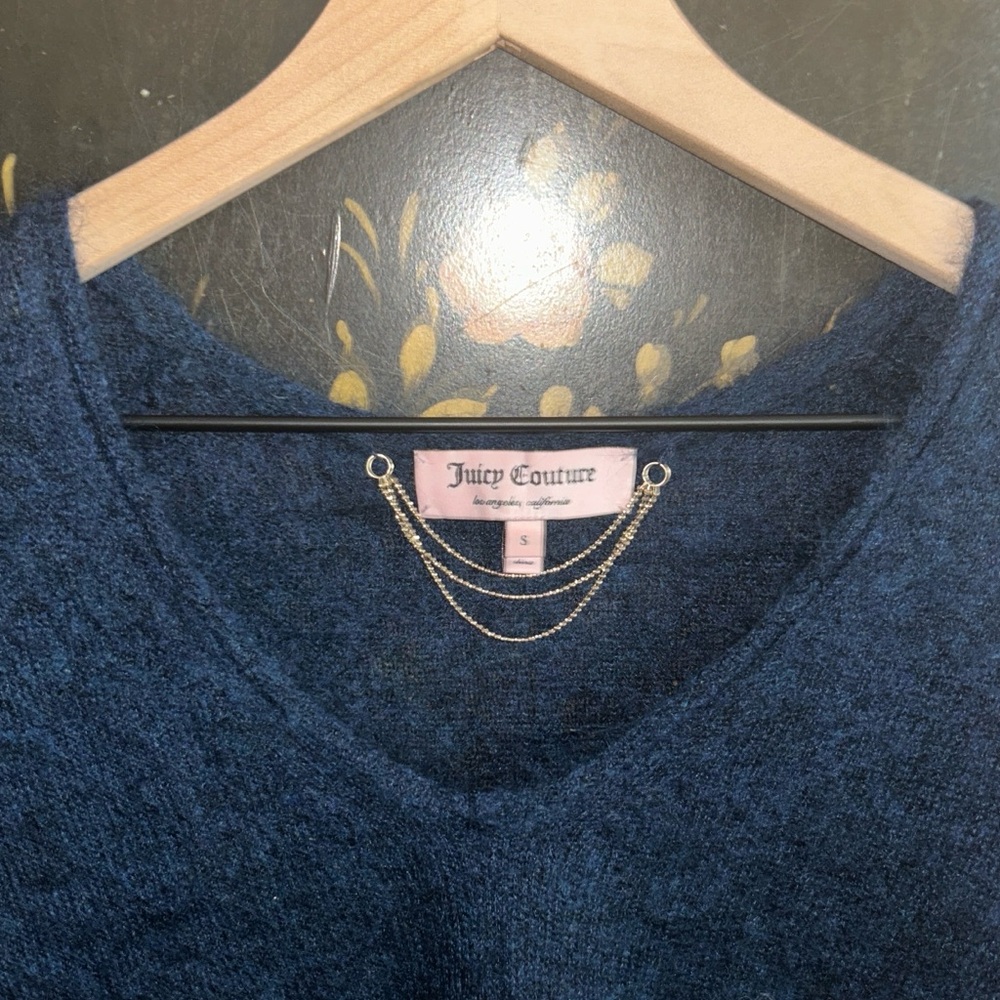 Juicy Couture Navy Blue V-Neck Mohair Sweater